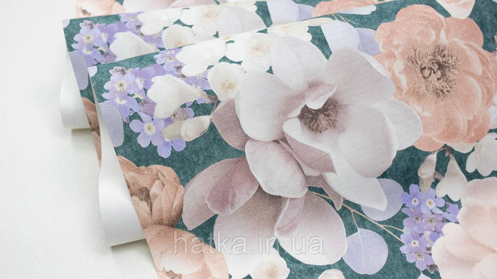 Обои виниловые на флизелине горячего тиснения Sintra Atmosphere цветы розы розовые беж сирень зеленые 512258 Киев - изображение 7