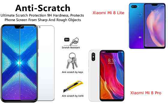 Захисне скло NeoGlass для Xiaomi Mi 8 Lite, Mi 8 Pro – надпрозоре та стійке Київ