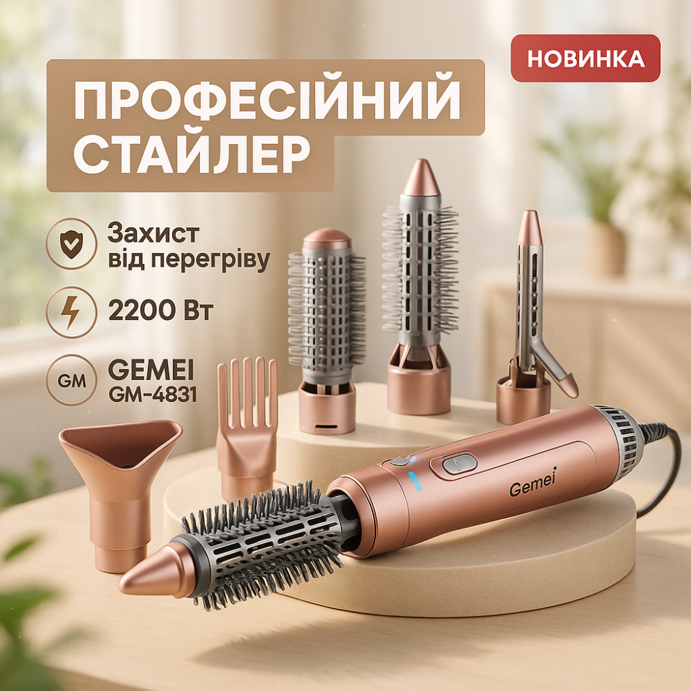 Фен щетка гребешок, Классический фен для волос, Фен-стайлер с различными насадками AF-66 Львов - изображение 20