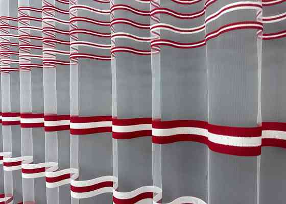 Тюль VR-Textil 1774т Фатин смуги Червоний з білим 300х270 см (42-0761) Київ