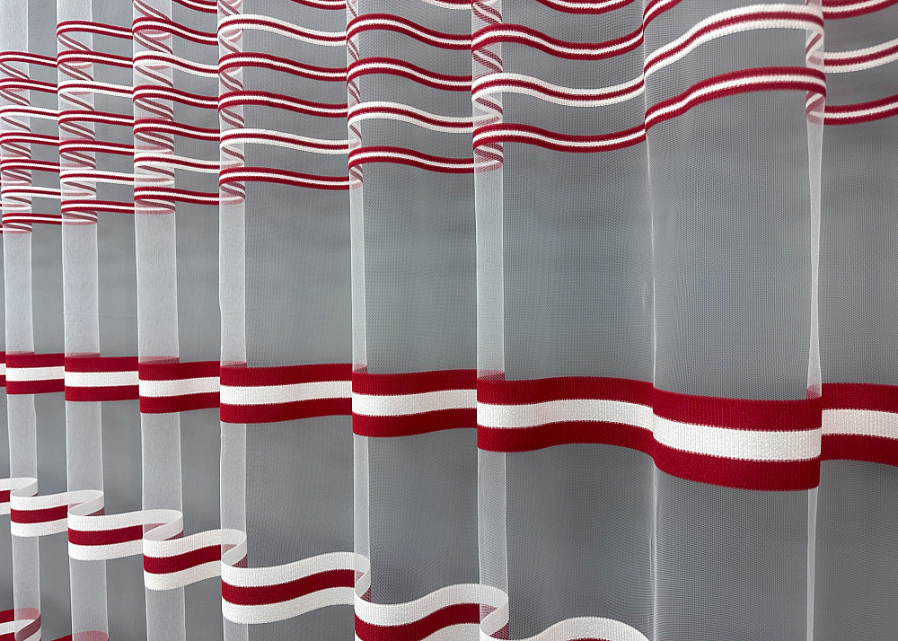 Тюль VR-Textil 1774т Фатин смуги Червоний з білим 300х270 см (42-0761) Київ - фото 5