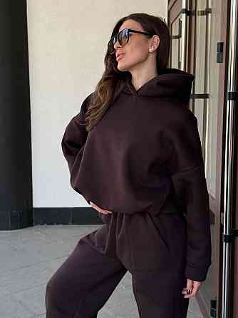 Базовий жіночий костюм з об’ємним худі Коричневий 42/46 Харків