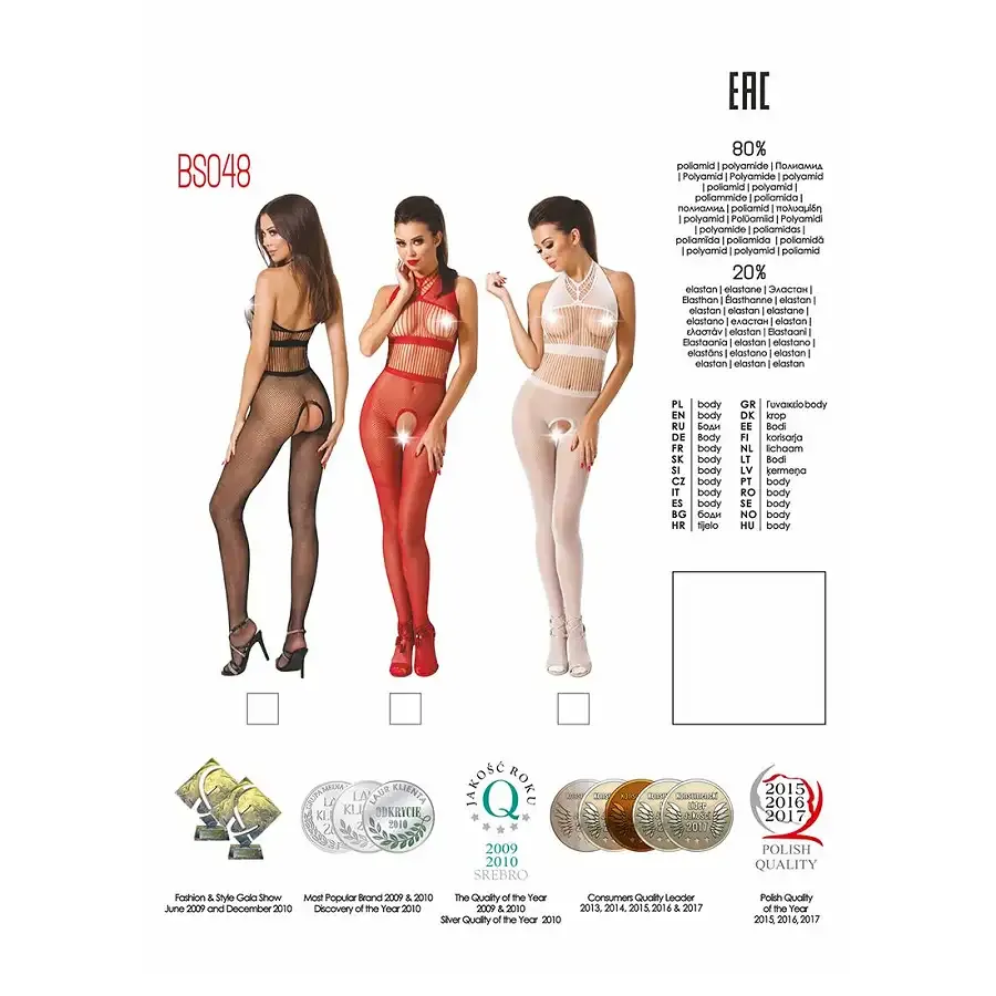 Бодістокінг Passion BS048 white, комбінезон, імітація колгот та відкритого топа Львів - фото 5