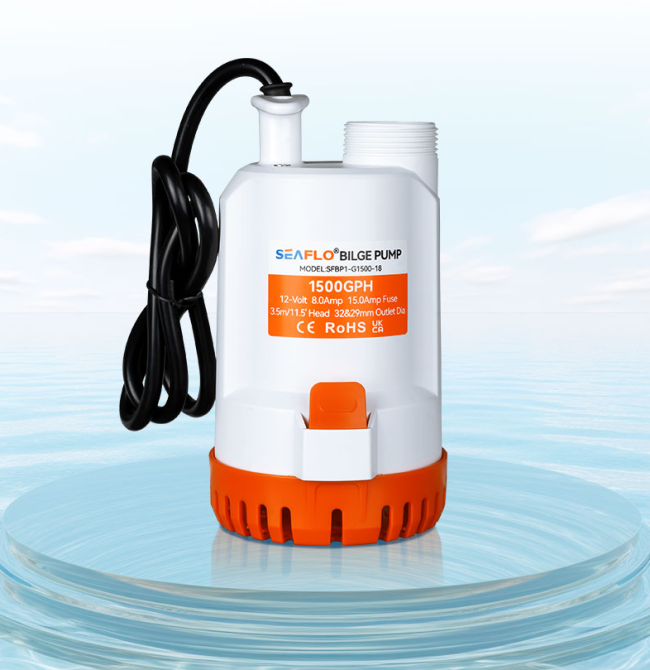 Помпа трюмна діафрагмова SEAFLO 1500 GPH (SFBP1-G1500-18) 24В — Потужний занурювальний насос для катера (5678 л/год) Київ - фото 6