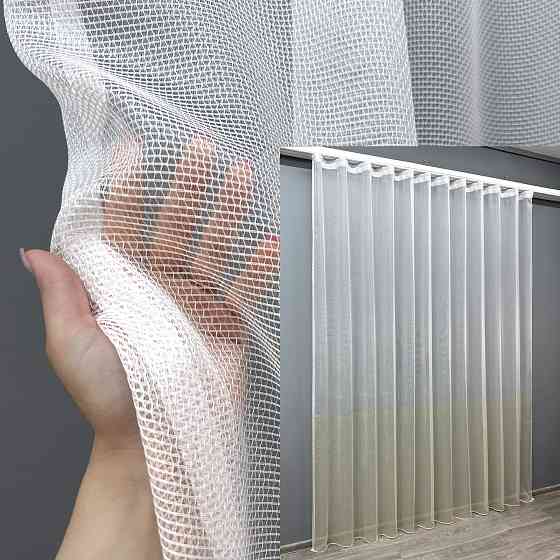 Тюль VR-Textil 1744т Сітка Льон Білий з молочним 300х250 см (42-0757) Київ