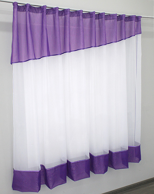 Кухонная занавеска VR-Textil № 047к фиолетовый с белым 280х170 см (50-086) Киев - изображение 2