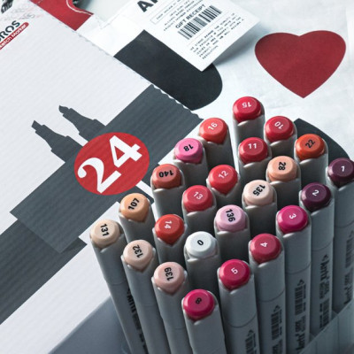 Художественный маркер Arrtx Спиртовые Oros ASM-03RD 24 цвета, красные оттенки (LC302536) Винница - изображение 7