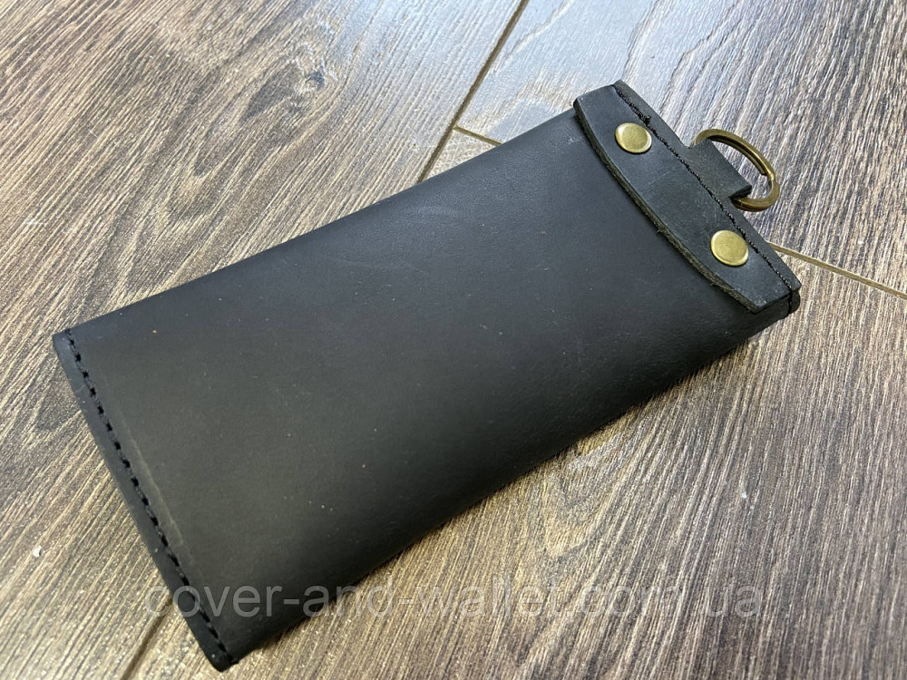 Удобная кожаная ключница из натуральной кожи на кнопках черного цвета PS Leather Киев - изображение 5