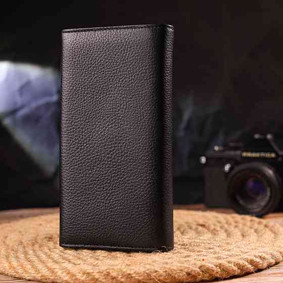 Классическое женское портмоне с монетницей из натуральной кожи Черное (CANPELLINI) Киев