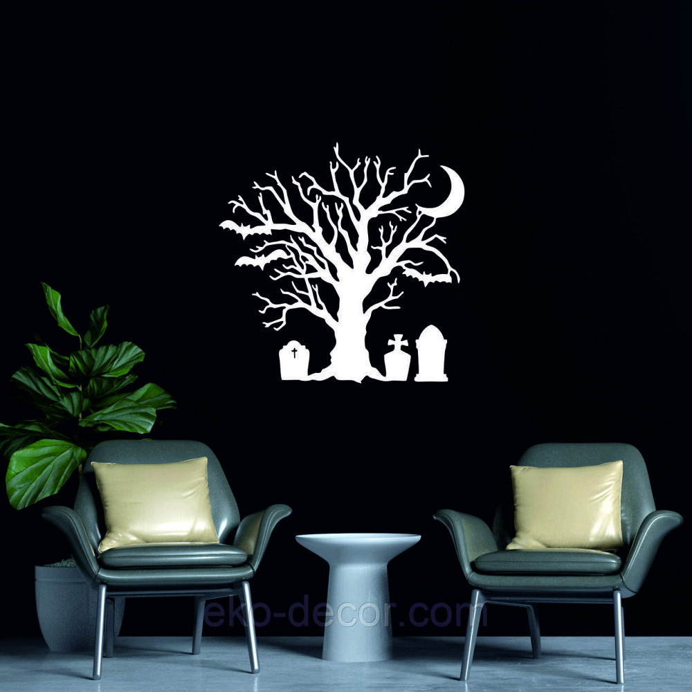 Декоративное настенное 3D Панно «Хэллоуин», Декор на стену с объемом 50*50 см, Белый Киев - изображение 3