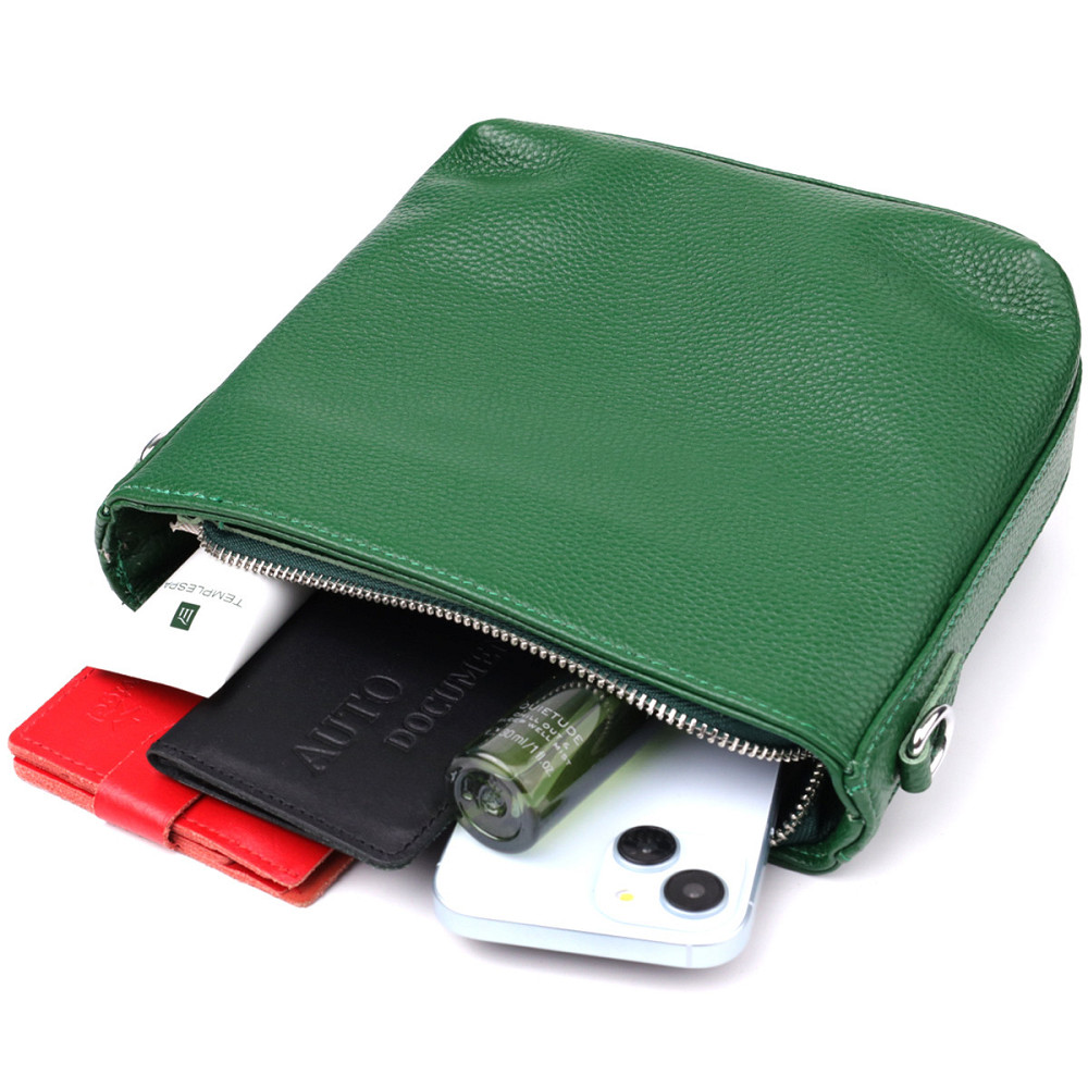 Стильна жіноча шкіряна сумка на кожен день. Vintage 22913 Зелений Київ - фото 8