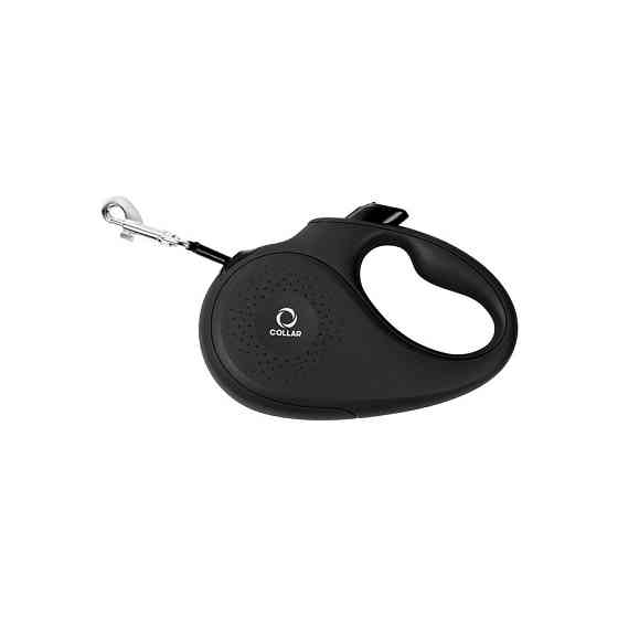 Поводок-рулетка CoLLaR для собак, размер S, 15 кг, 5 м, светоотражающая лента, черный Киев