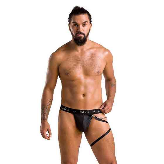 Чоловічі трусики танга з підв’язкою Passion 058 THONG BILL XXL/XXXL Black Sex Aura Київ
