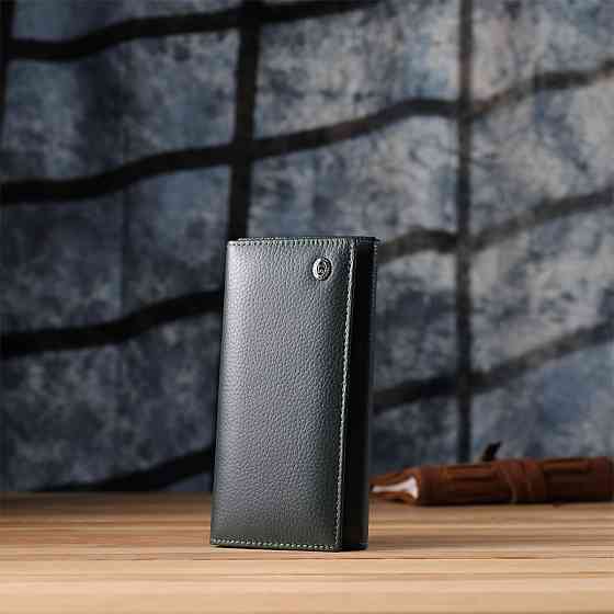 Удобный вертикальный кошелек из натуральной кожи ST Leather 23086 Зеленый Киев