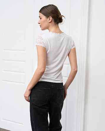 Футболка Ozkan з прозорим верхом, біл, чорн — Viscose XXL Київ