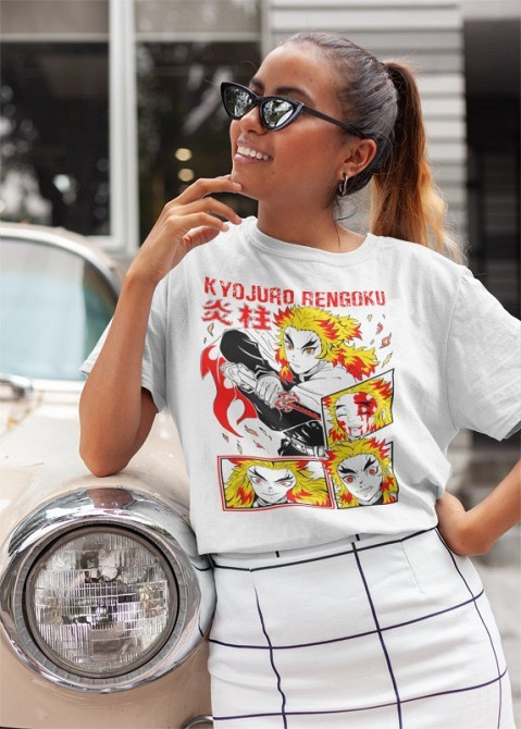Футболка для мальчика аниме Кйоджуро Ренгоку Слайер Демон оверсайз (рост от 165 до 180 ) Черний AnimeJ0360m Днепр - изображение 3