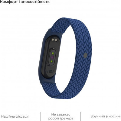 Ремінець до фітнес браслета Armorstandart Braided Solo Loop для Xiaomi Mi Band 4/5/6 Blue size L (ARM58758) Вінниця - фото 5