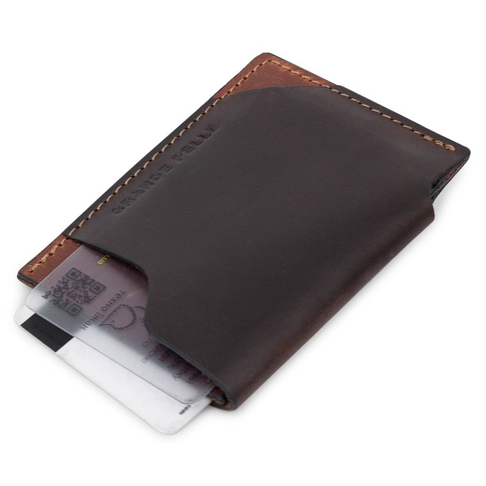 Кожаный необычный картхолдер GRANDE PELLE 11534 Коричневый Киев - изображение 3