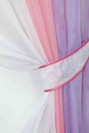 Кухонні штори VR-Textil № 054к комбіновані бузковий з рожевим і білим 300х170 см (50-050) Київ