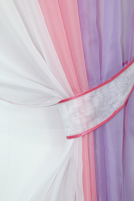 Кухонні штори VR-Textil № 054к комбіновані бузковий з рожевим і білим 300х170 см (50-050) Київ - фото 3