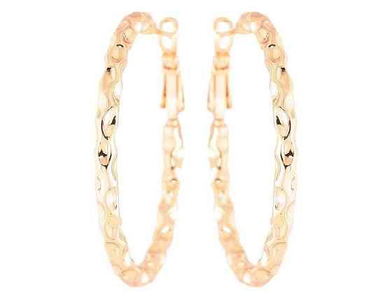 Сережки Позолота 18K кільця (конго) Декоративний візерунок» ø 4см (256050) ТМ XUPING Київ