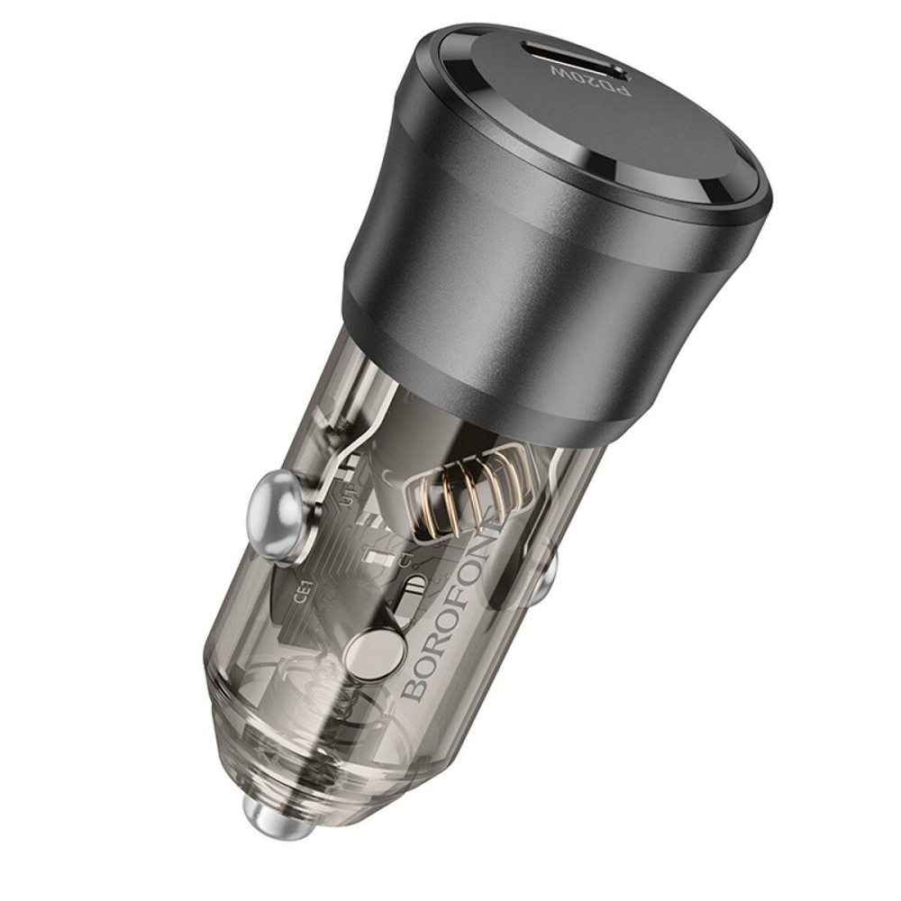 Автомобільний зарядний пристрій BOROFONE BZ24 Clever single port PD20W Transparent Black 6941991106934 Одеса - фото 5