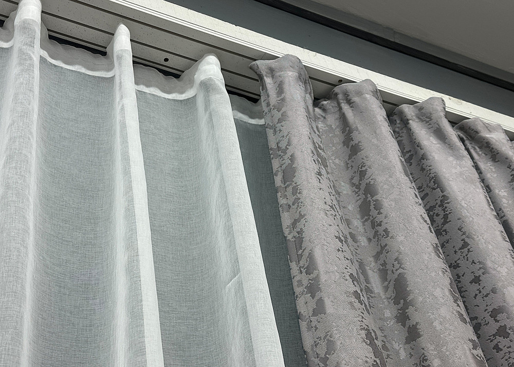 Комплект штор VR-Textil Лен Мрамор 200х270 2шт и Тюль 600х270 1714ш-1276т Серый с белым 71-009/7 Киев - изображение 8