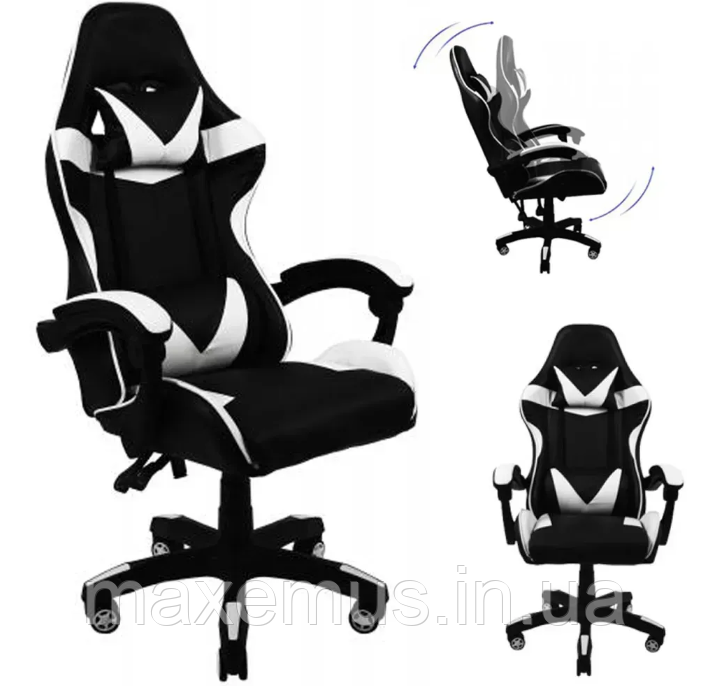 Кресло геймерское раскладное B 8 1 0 геймерский стул компьютерный с 2 подушками белый Мостиска - изображение 11