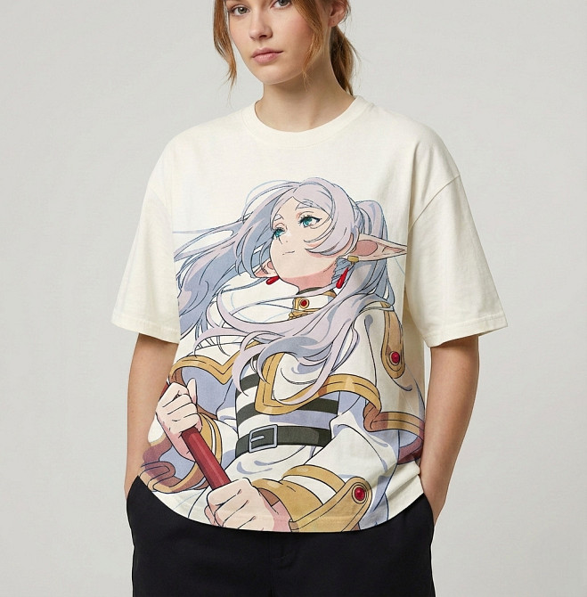 Футболка мужская с принтом аниме Аниме Фриерен Бейонд Джоурнейенд оверсайз (S/M/L) Черний Днепр - изображение 6