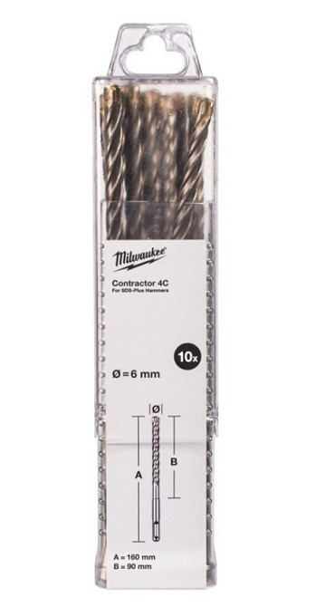 Бур SDS-PLUS 4C Contractor MILWAUKEE, O6х160мм, (10шт) Одесса - изображение 1
