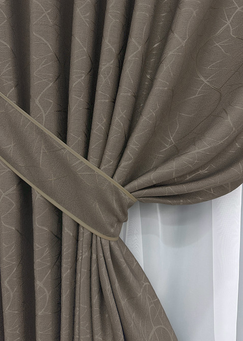Комплект готових штор VR-Textil Льон Савана № 631ш Какао 200х270 см 2 шт (32-294) Київ - фото 5