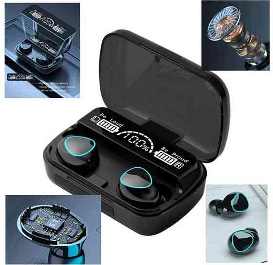 Беспроводные наушники M10 с микрофоном и док станцией-кейсом. Киев