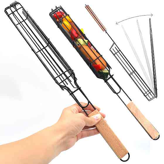 Сітка гриль для овочів 49см з дерев'яною ручкою SBR Київ