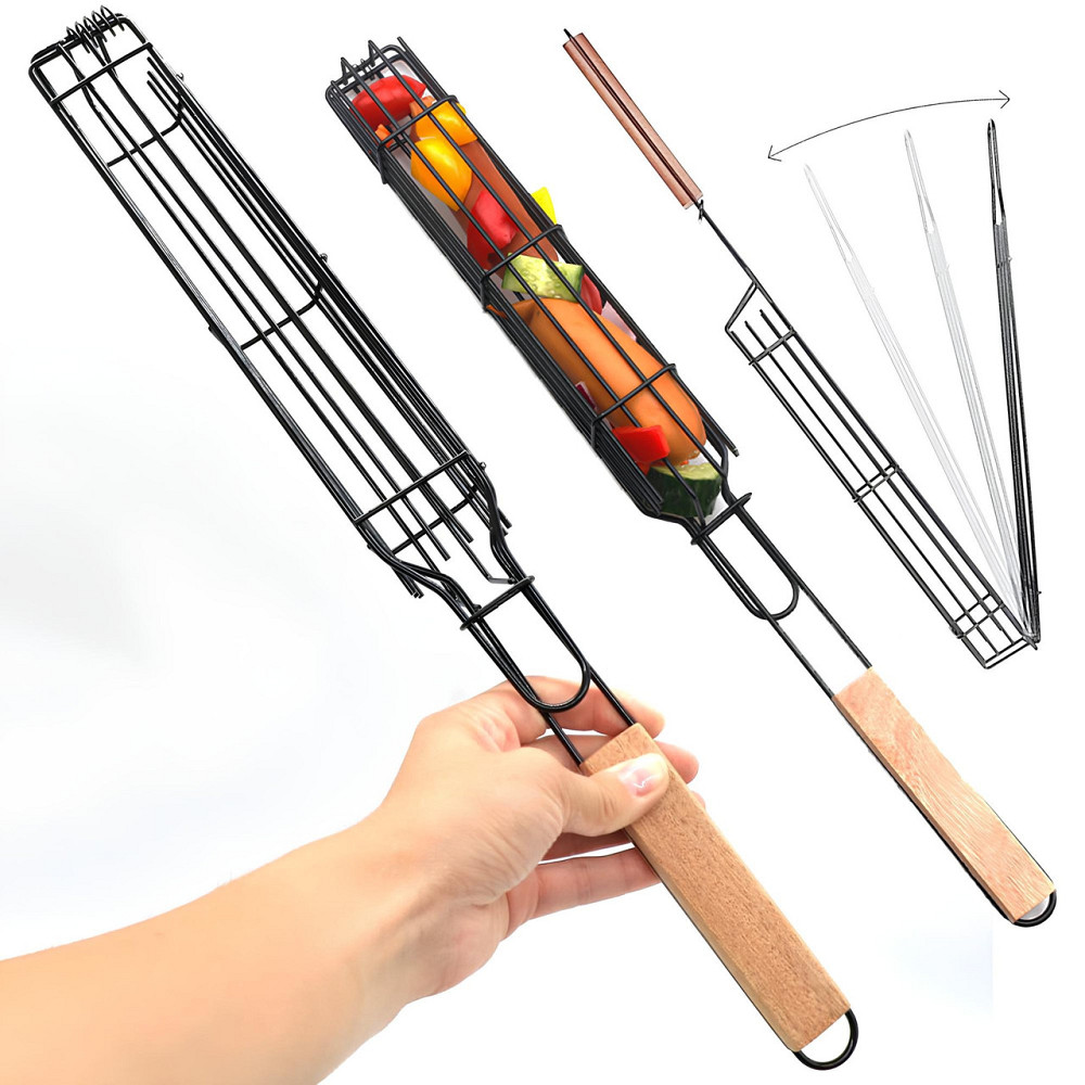 Сітка гриль для овочів 49см з дерев'яною ручкою SBR Київ - фото 1