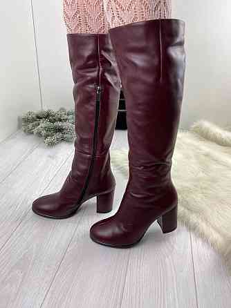 Stepter Чоботи зимові жіночі з натуральної шкіри на підборах бордові 657 р. 36-40 / Чоботи на з Коломия