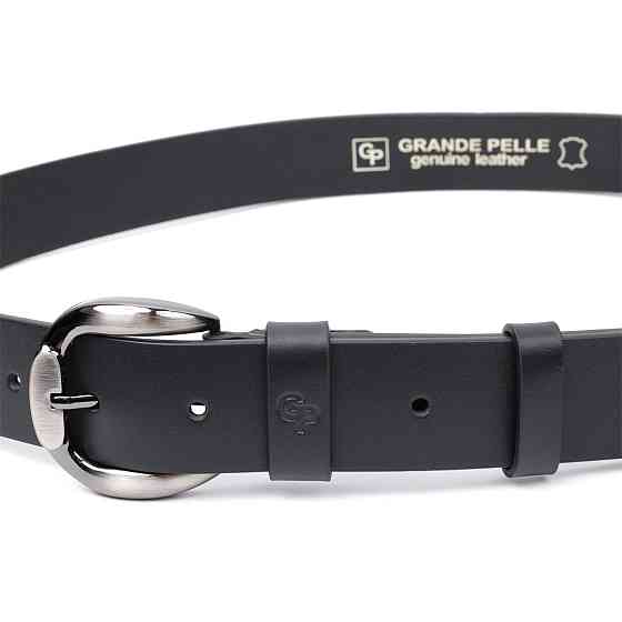 Люксовый ремень под джинсы из натуральной кожи GRANDE PELLE 11691 Черный Киев