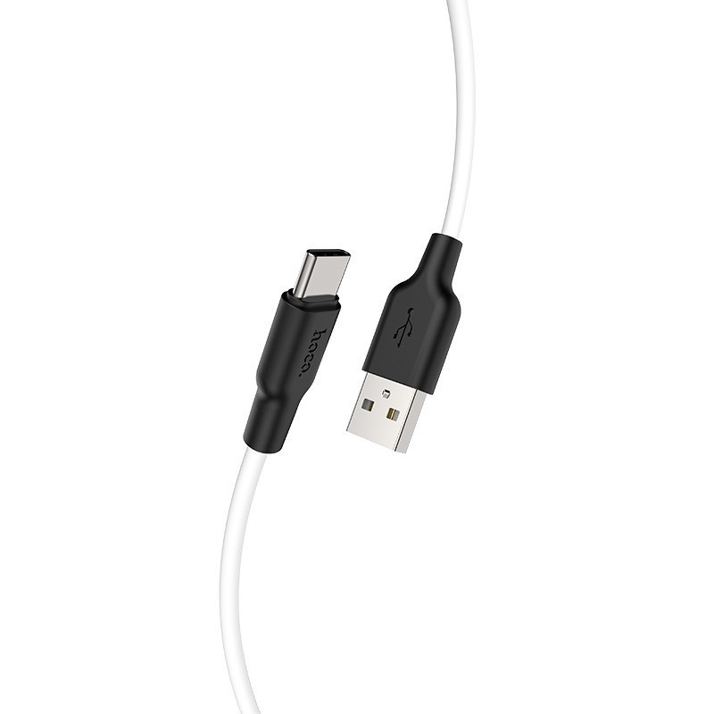 Кабель HOCO X21 Plus USB to Type-C 3A, 2m, silicone, silicone connectors, Black+White Київ - фото 1