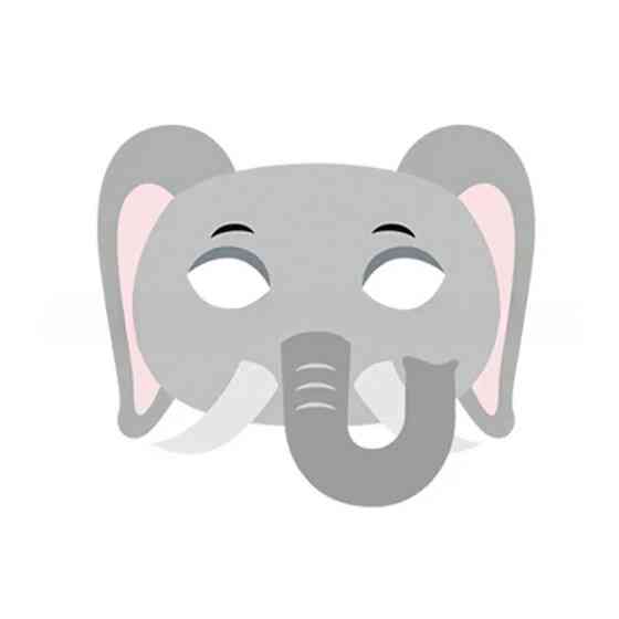Детская маска Слон из картона 19 на 17 см серый Киев