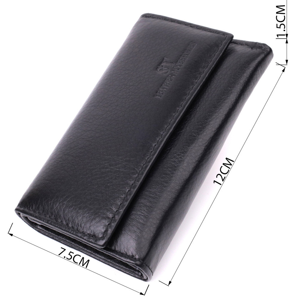 Кожаная ключница на 6 ключей, черная (ST Leather) Киев - изображение 13