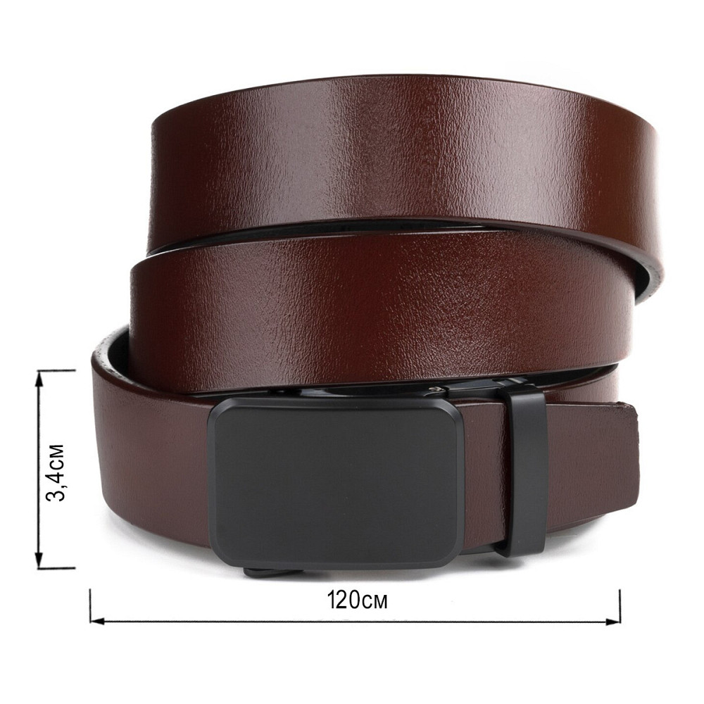 Ремень мужской с черной пряжкой автомат Коричневый (Vintage) Киев - изображение 7