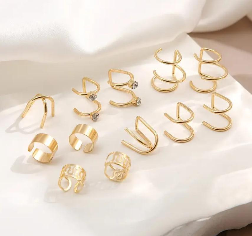 Набор из 12 золотистых каффов на ухо без прокола Киев - изображение 3