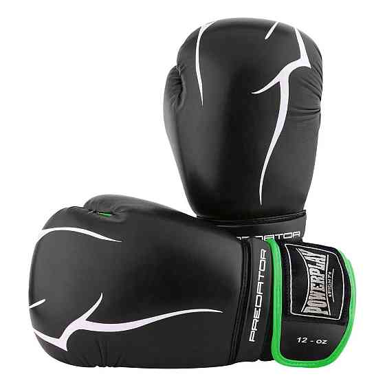 Боксерські рукавиці PowerPlay 3018 Jaguar Чорно-Зелені 12 унцій Луцьк