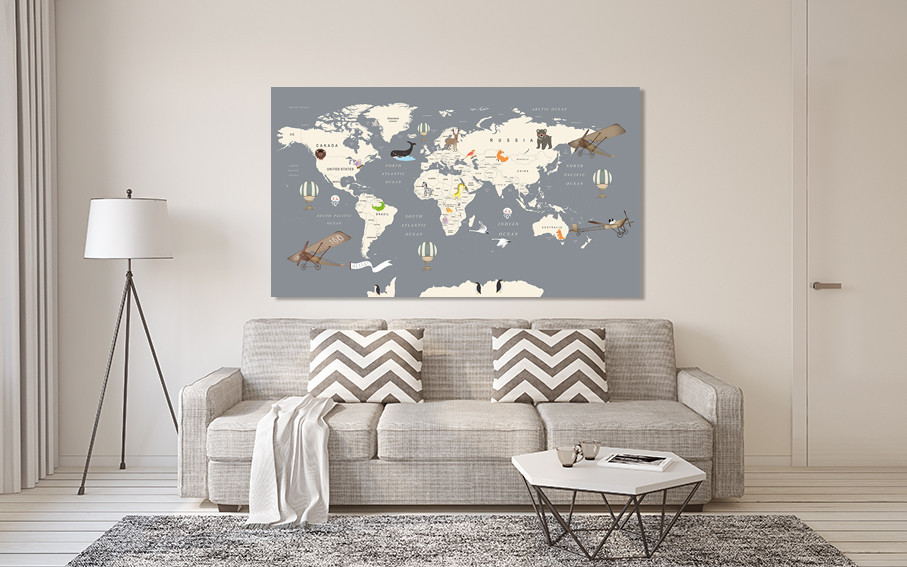 Картина холст в гостиную / спальню  Мапа світу   MLP_291 80х160см Киев - изображение 2