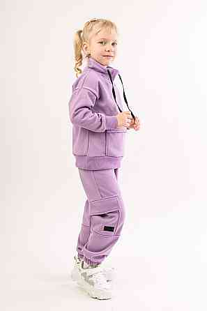 Костюм дитячий, спортивний (сірий меланж, ментол, бузковий,рожевий, жовтий) 122, Бузковий Крохатушка одяг Київ