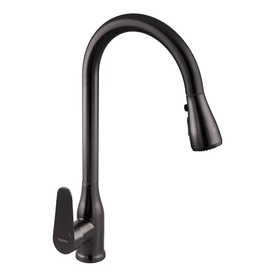 Смеситель для кухни с выдвижной лейкой Zerix PUL-014 Graphite из нерж. ст. SUS304 (кол. графит) (ZX5036) Киев