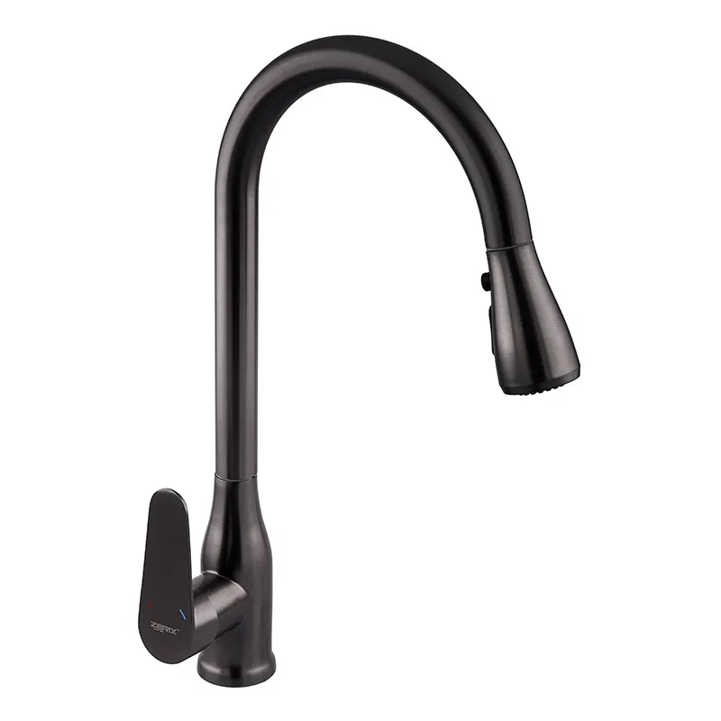 Смеситель для кухни с выдвижной лейкой Zerix PUL-014 Graphite из нерж. ст. SUS304 (кол. графит) (ZX5036) Киев - изображение 1