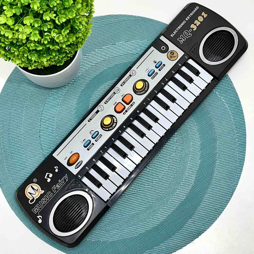 Синтезатор дитячий з мікрофоном 24 мелодії регулювання гучності Чорний (MQ 3201) Чернигов - изображение 1