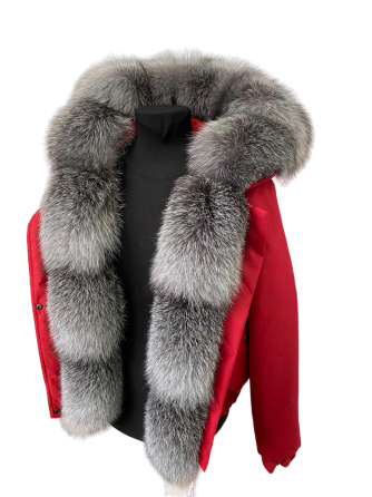 Бомбер женский с мехом блюфрост Красный 42 Харьков