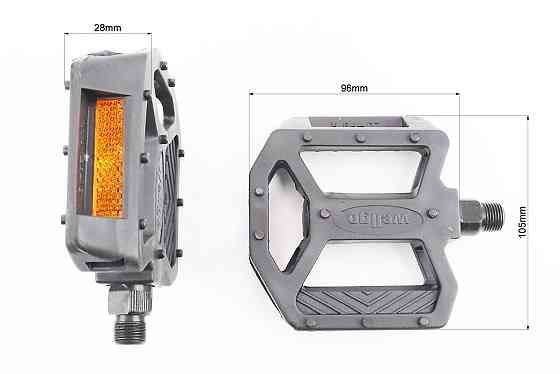 Педалі BMX 9/16" (108x105x28mm) пластикові, чорні LU-P9 Київ