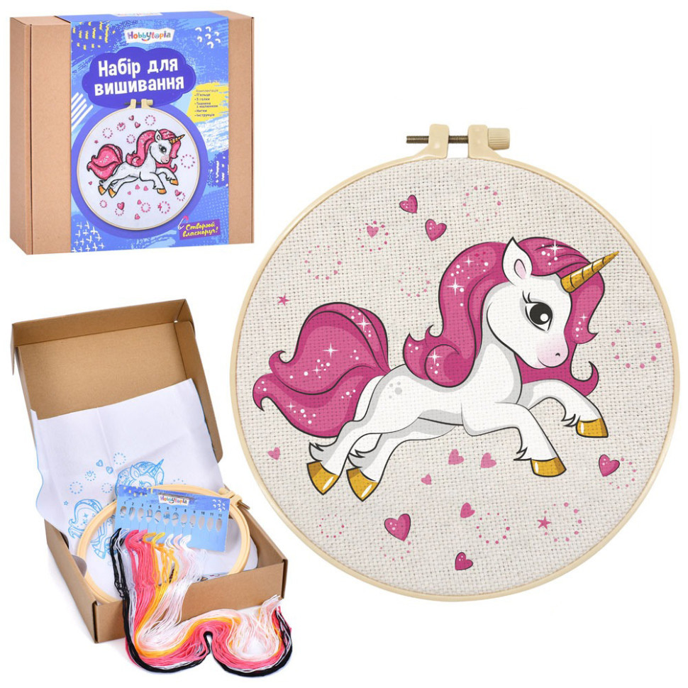 Дитячий набір для вишивання "Єдиноріг" DYEK1014 п'яльце 20 см Вінниця - фото 1